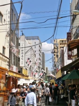 Tsukiji Outer Market's narrow streets
